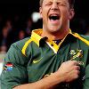 Bobby Skinstad sings the national anthem as captain of the Springbok squad